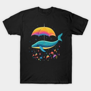 Whale Rainy Day With Umbrella T-Shirt